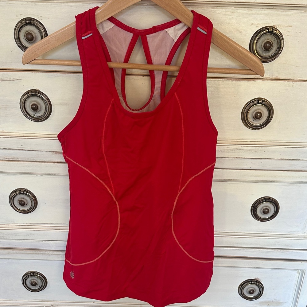 Athleta Vibrant Pink Tank Top keyhole racerback with zip pocket